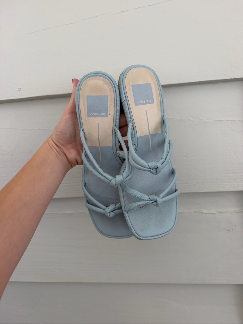 Dolce Vita Pastel Blue Knotted Strap Mules